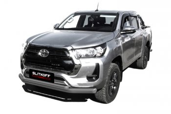 Защита переднего бампера Slitkoff (Ø 76+Ø 57, двойная). Toyota (Тойота) Hilux (Хайлюкс)  AN120 (2017-2020) AN120 1-ый рестайлинг