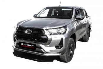 Защита переднего бампера Slitkoff (Ø 76 мм). Toyota (Тойота) Hilux (Хайлюкс)  AN120 (2017-2020) AN120 1-ый рестайлинг