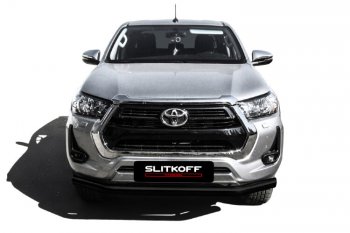 14 899 р. Защита переднего бампера Slitkoff (Ø 76 мм).  Toyota Hilux  AN120 (2017-2020) 1-ый рестайлинг (Сталь с полимерным покрытием. Цвет: черный)  с доставкой в г. Таганрог. Увеличить фотографию 2