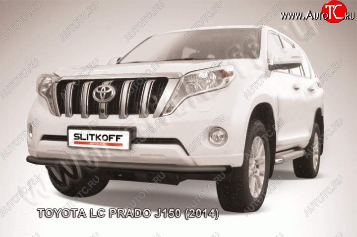 10 349 р. Защита переднего бампер Slitkoff  Toyota Land Cruiser Prado  J150 (2013-2017) 1-ый рестайлинг (Цвет: серебристый)  с доставкой в г. Таганрог