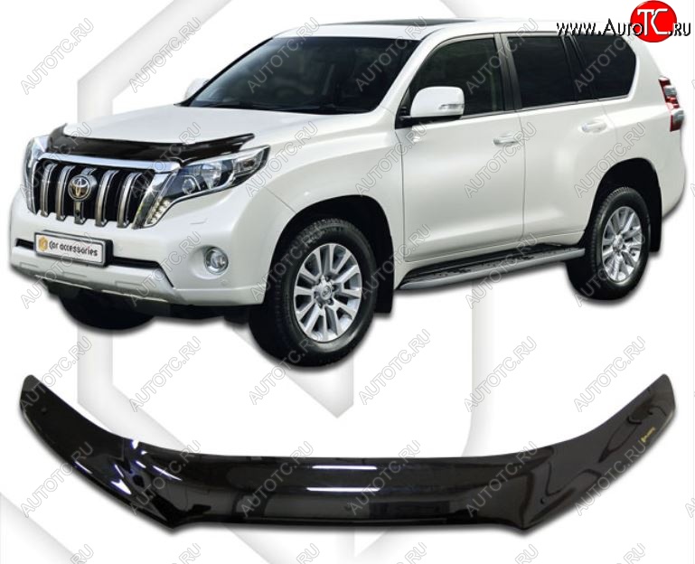 2 379 р. Дефлектор капота CA-Plastiс Toyota Land Cruiser Prado J150 1-ый рестайлинг (2013-2017) (Classic черный, Без надписи)  с доставкой в г. Таганрог