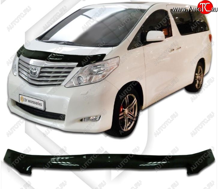 2 159 р. Дефлектор капота (ANH20W) CA-Plastiс  Toyota Alphard  H20 (2008-2011) дорестайлинг (Classic черный, Без надписи)  с доставкой в г. Таганрог