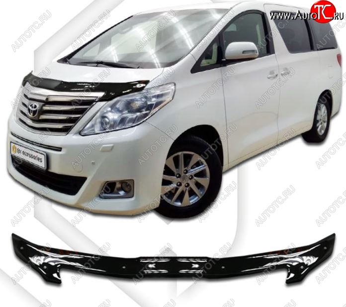 2 269 р. Дефлектор капота (DBA-GGH20W, ATH20W, ANH20W, ANH25W, GGH20W, GGH25W) CA-Plastiс  Toyota Alphard  H20 (2011-2015) рестайлинг (Classic черный, Без надписи)  с доставкой в г. Таганрог