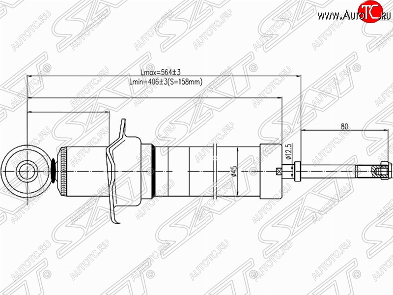 2 699 р. Амортизатор задний SAT (установка на левую или правую сторону) Toyota Crown S180 седан дорестайлинг (2003-2005)  с доставкой в г. Таганрог