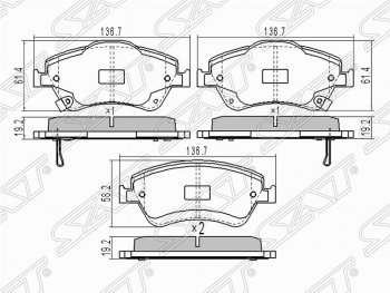 1 429 р. Колодки тормозные (передние) SAT  Toyota Auris  E150 - Corolla  E150  с доставкой в г. Таганрог. Увеличить фотографию 1