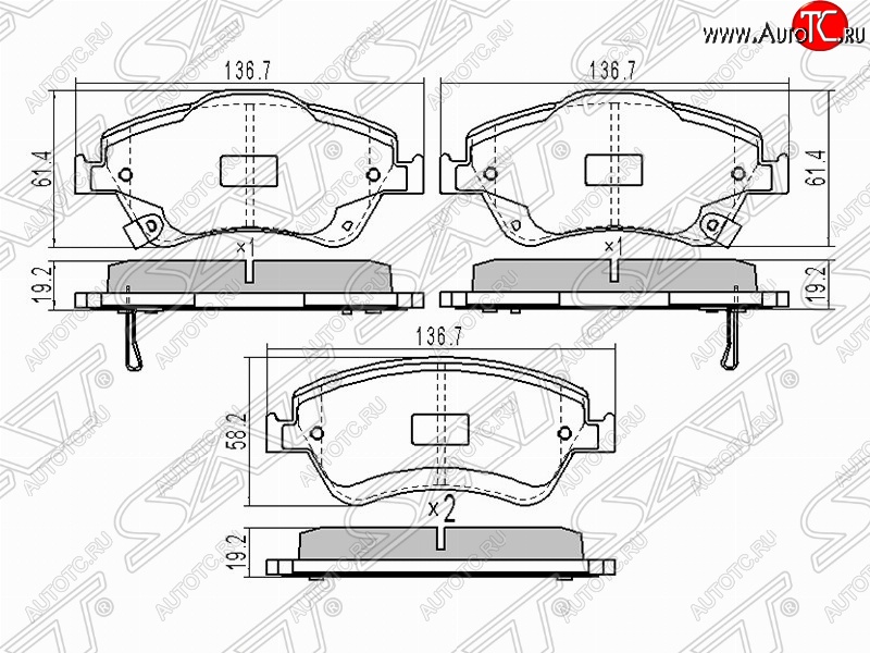 1 429 р. Колодки тормозные (передние) SAT  Toyota Auris  E150 - Corolla  E150  с доставкой в г. Таганрог