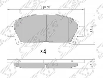 1 149 р. Колодки тормозные SAT (передние) Toyota Caldina T210 дорестайлинг универсал (1997-1999)  с доставкой в г. Таганрог. Увеличить фотографию 1