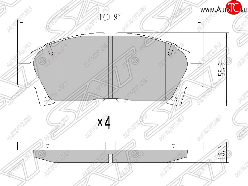 1 359 р. Колодки тормозные SAT (передние) Toyota Caldina T190 дорестайлинг универсал (1992-1995)  с доставкой в г. Таганрог