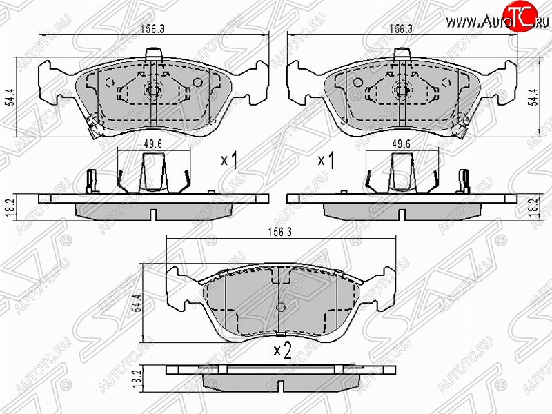 1 249 р. Колодки тормозные (передние) SAT  Toyota Avensis  T220 седан (1997-2003) дорестайлинг, рестайлинг  с доставкой в г. Таганрог