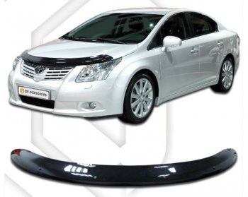 2 199 р. Дефлектор капота CA-Plastiс  Toyota Avensis ( T270 седан,  T270 универсал) (2008-2015) дорестайлинг, дорестайлинг, 1-ый рестайлинг, 1-ый рестайлинг (Classic черный, Без надписи)  с доставкой в г. Таганрог. Увеличить фотографию 1