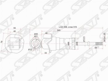 Амортизатор задний SAT Toyota (Тойота) Avensis (Авенсис) ( T250 седан,  T250 универсал) (2003-2008) T250 седан, T250 универсал дорестайлинг, дорестайлинг, рестайлинг, рестайлинг