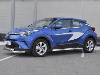 25 999 р. Защита переднего бампера (Ø63 мм с клыками, нержавейка) SLITKOFF Toyota C-HR NGX10, ZGX10 дорестайлинг (2016-2019)  с доставкой в г. Таганрог. Увеличить фотографию 2