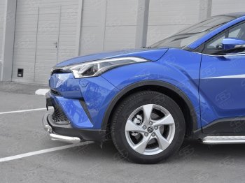 25 999 р. Защита переднего бампера (Ø63 мм с клыками, нержавейка) SLITKOFF Toyota C-HR NGX10, ZGX10 дорестайлинг (2016-2019)  с доставкой в г. Таганрог. Увеличить фотографию 3