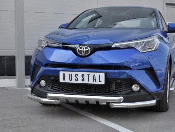 25 999 р. Защита переднего бампера (Ø63 мм с клыками, нержавейка) SLITKOFF Toyota C-HR NGX10, ZGX10 дорестайлинг (2016-2019)  с доставкой в г. Таганрог. Увеличить фотографию 4