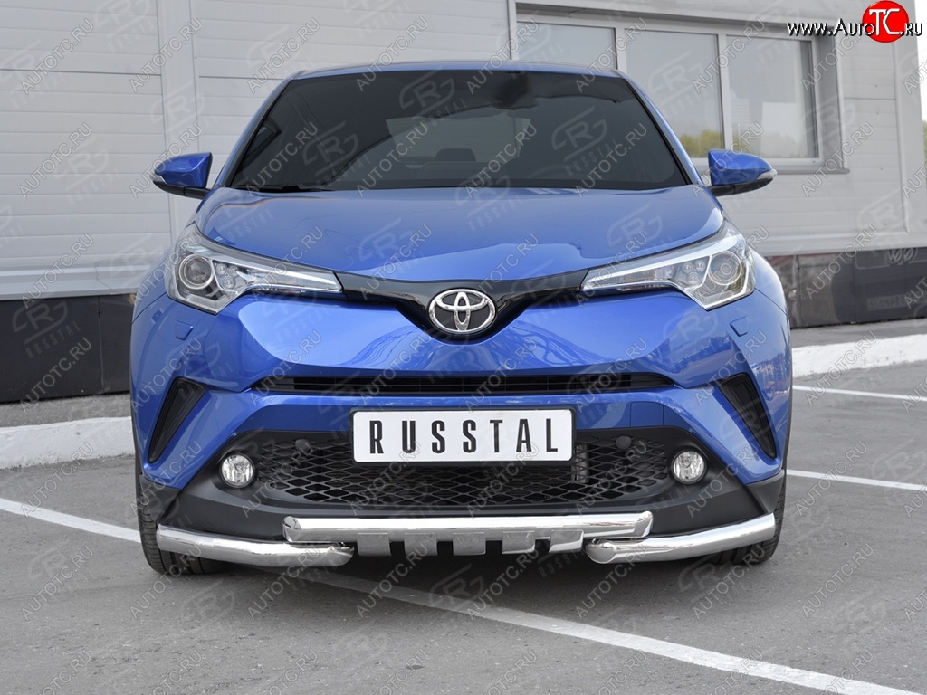 25 999 р. Защита переднего бампера (Ø63 мм с клыками, нержавейка) SLITKOFF Toyota C-HR NGX10, ZGX10 дорестайлинг (2016-2019)  с доставкой в г. Таганрог