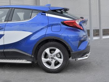 17 999 р. Защита заднего бампера (2 трубы Ø63 и 42 мм, нержавейка) SLITKOFF  Toyota C-HR  NGX10, ZGX10 (2016-2019) дорестайлинг  с доставкой в г. Таганрог. Увеличить фотографию 3