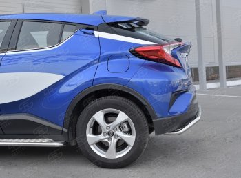 15 749 р. Защита заднего бампера (Ø42 мм волна, нержавейка) SLITKOFF  Toyota C-HR  NGX10, ZGX10 (2016-2019) дорестайлинг  с доставкой в г. Таганрог. Увеличить фотографию 3