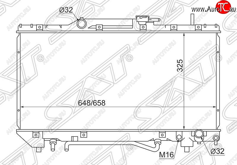 5 399 р. Радиатор двигателя SAT Toyota Caldina T190 дорестайлинг универсал (1992-1995)  с доставкой в г. Таганрог