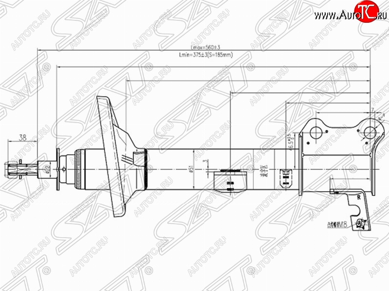 4 189 р. Правый амортизатор задний SAT Toyota Carina Е210 седан дорестайлинг (1996-1998)  с доставкой в г. Таганрог