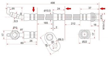 Тормозной шланг SAT (правый) Toyota Carina Е210 седан дорестайлинг (1996-1998)