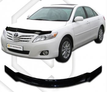 2 199 р. Дефлектор капота CA-Plastiс  Toyota Camry  XV40 (2009-2011) рестайлинг (Classic черный, Без надписи)  с доставкой в г. Таганрог. Увеличить фотографию 1