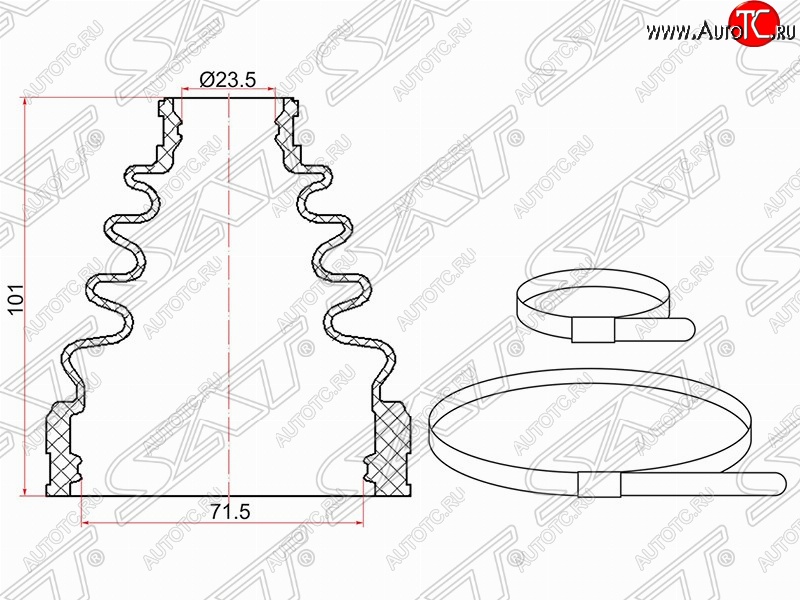 369 р. Пыльник ШРУСа (внутренний/передний) SAT  Toyota Camry  XV30 (2001-2006) дорестайлинг, рестайлинг  с доставкой в г. Таганрог