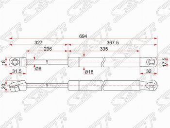 979 р. Упор капота SAT (газовый, LH=RH)  Toyota Camry ( XV50,  XV55) (2011-2018) дорестайлинг, 1-ый рестайлинг, 2-ой рестайлинг  с доставкой в г. Таганрог. Увеличить фотографию 1