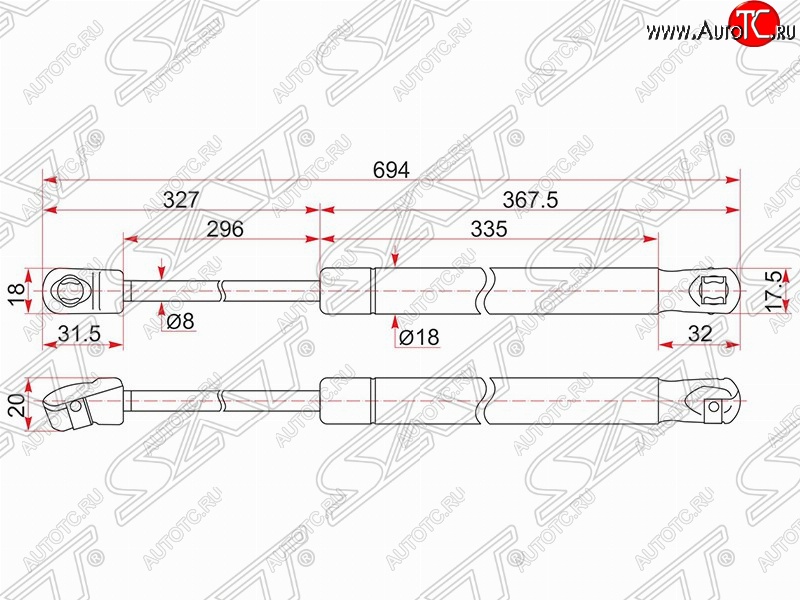 979 р. Упор капота SAT (газовый, LH=RH)  Toyota Camry ( XV50,  XV55) (2011-2018) дорестайлинг, 1-ый рестайлинг, 2-ой рестайлинг  с доставкой в г. Таганрог