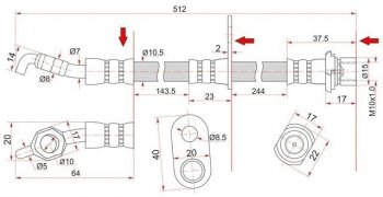 Тормозной шланг SAT (задний, левый/правый)  Camry ( V40,  XV30,  XV40), Vista  седан