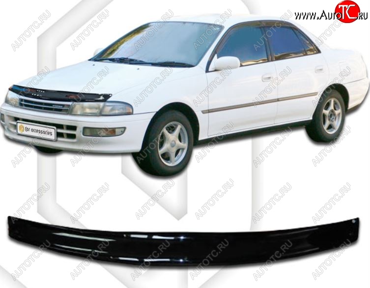 1 999 р. Дефлектор капота CA-Plastiс  Toyota Carina  T190 (1992-1994) седан дорестайлинг (Classic черный, Без надписи)  с доставкой в г. Таганрог