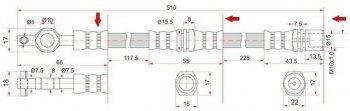 Тормозной шланг SAT (левый/правый) Toyota Carina Е210 седан дорестайлинг (1996-1998)