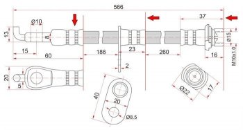 Тормозной шланг SAT (передний) Toyota Cresta X90 (1992-1996)