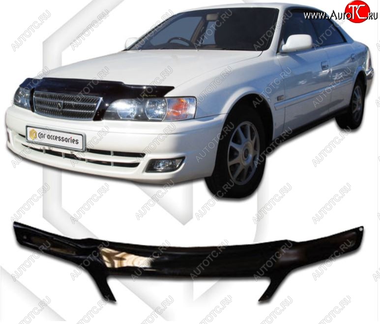 2 199 р. Дефлектор капота CA-Plastiс  Toyota Chaser (1996-2001) (Classic черный, Без надписи)  с доставкой в г. Таганрог