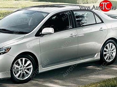 7 399 р. Пороги накладки CT Toyota Corolla E150 седан рестайлинг (2009-2013) (Неокрашенные)  с доставкой в г. Таганрог