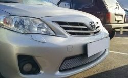 1 539 р. Сетка на бампер Russtal (хром)  Toyota Corolla  E150 (2009-2013) седан рестайлинг  с доставкой в г. Таганрог. Увеличить фотографию 2