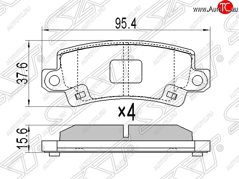 649 р. Колодки тормозные SAT (задние) Toyota Corolla Fielder E120 универсал дорестайлинг (2000-2002)  с доставкой в г. Таганрог