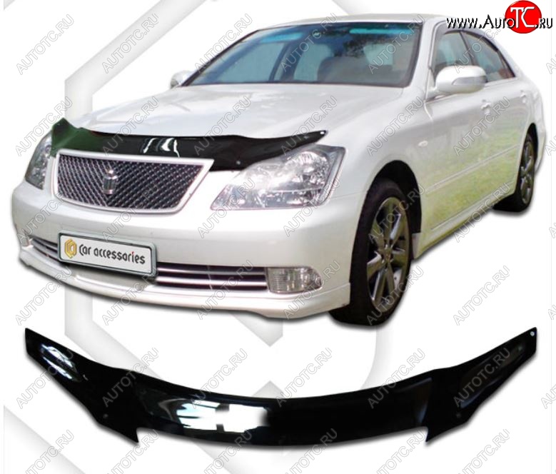 2 199 р. Дефлектор капота CA-Plastiс  Toyota Crown  S180 (2005-2008) седан рестайлинг (Classic черный, Без надписи)  с доставкой в г. Таганрог