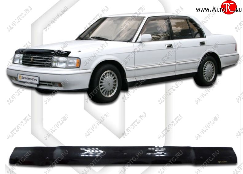 1 899 р. Дефлектор капота CA-Plastiс  Toyota Crown  S130 (1991-1999) седан 2-ой рестайлинг (Classic черный, Без надписи)  с доставкой в г. Таганрог