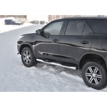 24 999 р. Пороги труба d76 с накладкой (v2) SLITKOFF  Toyota Fortuner  AN160 (2015-2024) дорестайлинг, рестайлинг  с доставкой в г. Таганрог. Увеличить фотографию 2