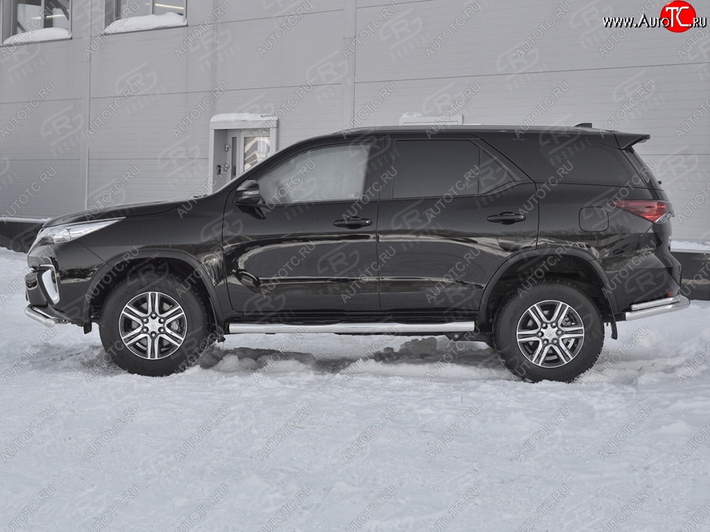 24 999 р. Пороги труба d76 с накладкой (v2) SLITKOFF  Toyota Fortuner  AN160 (2015-2024) дорестайлинг, рестайлинг  с доставкой в г. Таганрог