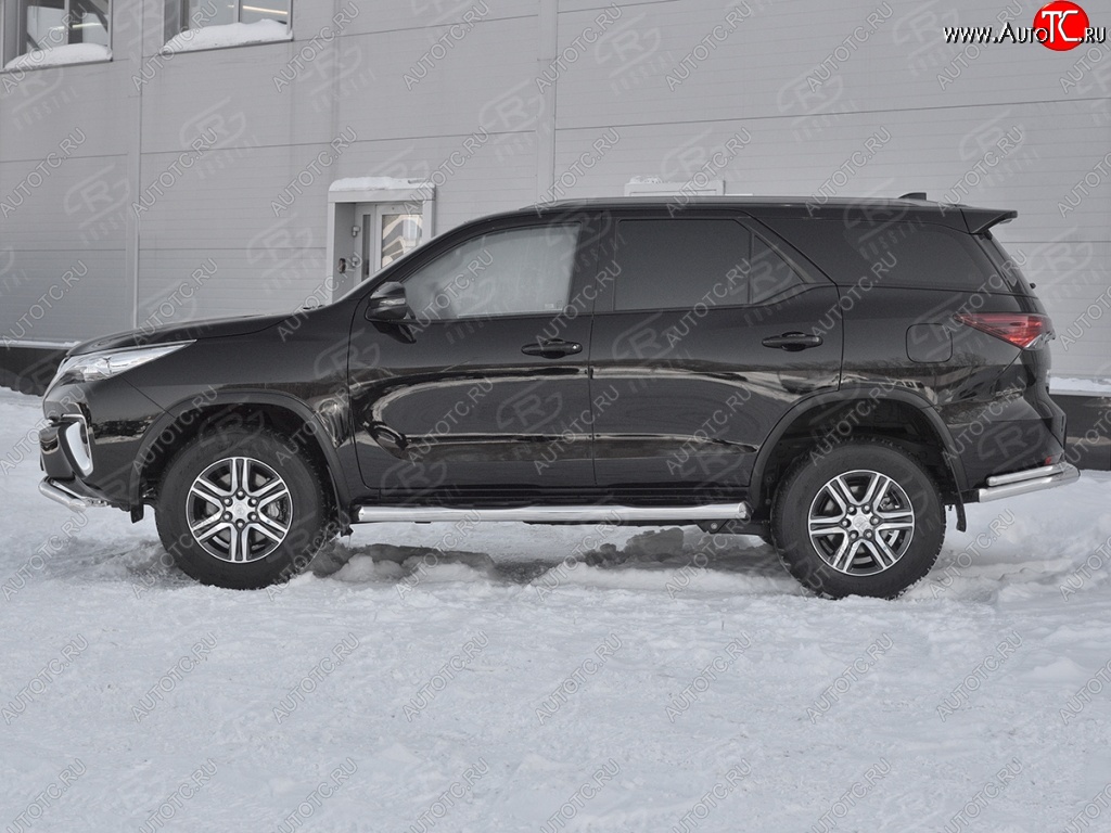 26 999 р. Пороги труба d76 с накладкой (v1) SLITKOFF  Toyota Fortuner  AN160 (2015-2024) дорестайлинг, рестайлинг  с доставкой в г. Таганрог