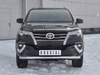 Защита переднего бампера (Ø63 мм, нержавейка) SLITKOFF Toyota (Тойота) Fortuner (Фортунер)  AN160 (2015-2020) AN160 дорестайлинг