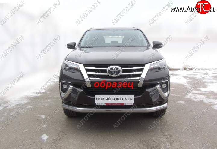 13 449 р. Защита переднего бампер Slitkoff  Toyota Fortuner  AN160 (2015-2020) дорестайлинг (Цвет: серебристый)  с доставкой в г. Таганрог