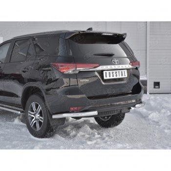 17 499 р. Защита заднего бампера (Ø63 мм уголки, нержавейка) SLITKOFF  Toyota Fortuner  AN160 (2015-2020) дорестайлинг  с доставкой в г. Таганрог. Увеличить фотографию 4