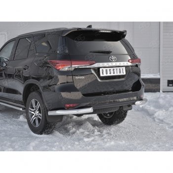 30 099 р. Защита заднего бампера (Ø76 мм уголки, нержавейка) SLITKOFF  Toyota Fortuner  AN160 (2015-2020) дорестайлинг  с доставкой в г. Таганрог. Увеличить фотографию 4