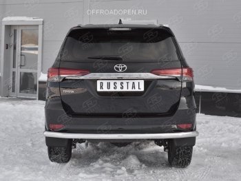 17 699 р. Защита заднего бампера (Ø63 мм, нержавейка) SLITKOFF  Toyota Fortuner  AN160 (2015-2020) дорестайлинг  с доставкой в г. Таганрог. Увеличить фотографию 2