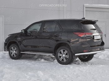 17 699 р. Защита заднего бампера (Ø63 мм, нержавейка) SLITKOFF  Toyota Fortuner  AN160 (2015-2020) дорестайлинг  с доставкой в г. Таганрог. Увеличить фотографию 3