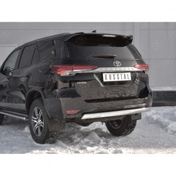 12 949 р. Защита заднего бампера (Ø75х42 мм, нержавейка) Russtal Toyota Fortuner AN160 дорестайлинг (2015-2020)  с доставкой в г. Таганрог. Увеличить фотографию 4