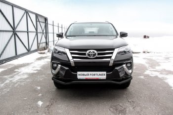 Защита переднего бампера Slitkoff (Ø 57 мм, волна). Toyota (Тойота) Fortuner (Фортунер)  AN160 (2015-2020) AN160 дорестайлинг