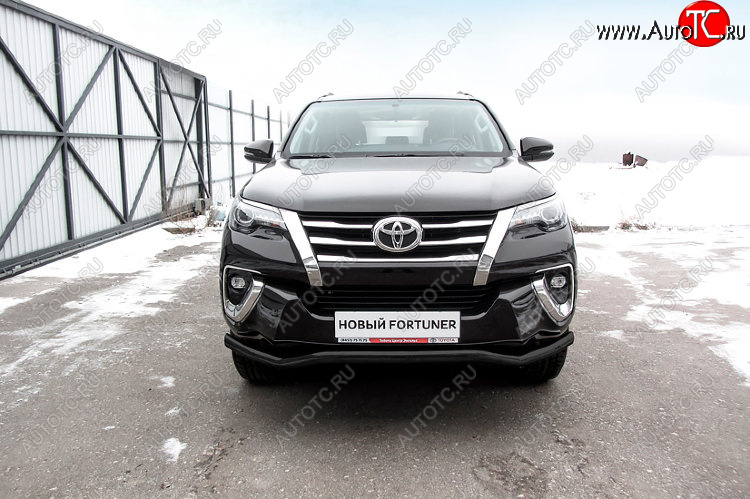 12 999 р. Защита переднего бампера Slitkoff (Ø 57 мм, волна).  Toyota Fortuner  AN160 (2015-2020) дорестайлинг (Сталь с полимерным покрытием. Цвет: черный)  с доставкой в г. Таганрог